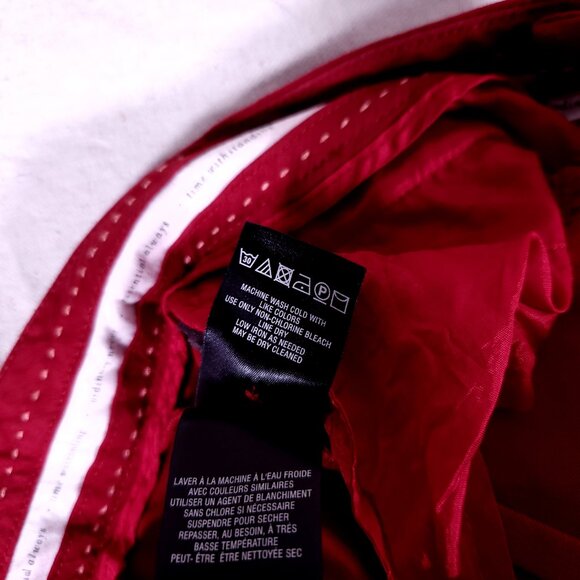 Anthropologie The Essential Slim Pants Womens 12 Red Double Button Stretch Crop - Picture 14 of 16